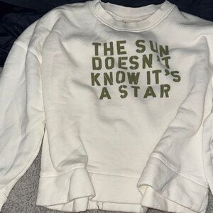 Madewell Cream Crewneck Sweatshirt with Olive Green Text